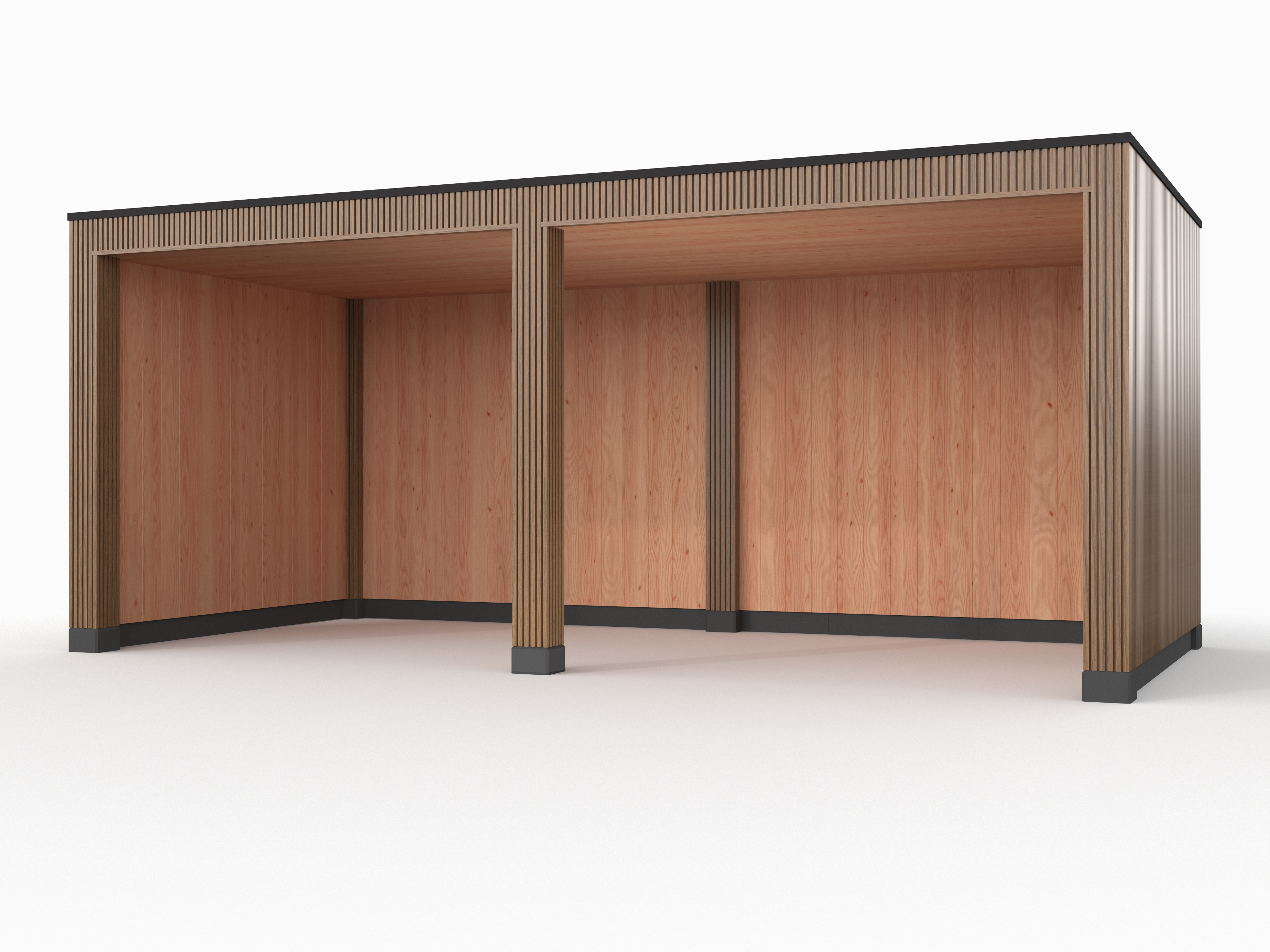 Douglas overkapping, 600 x 300, met achterwand en twee zijwanden, Westwood Rhombus Teak - Afbeelding 1